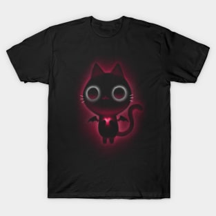 Evil-hearted Black Cat - Cute Glowing Kitty T-Shirt